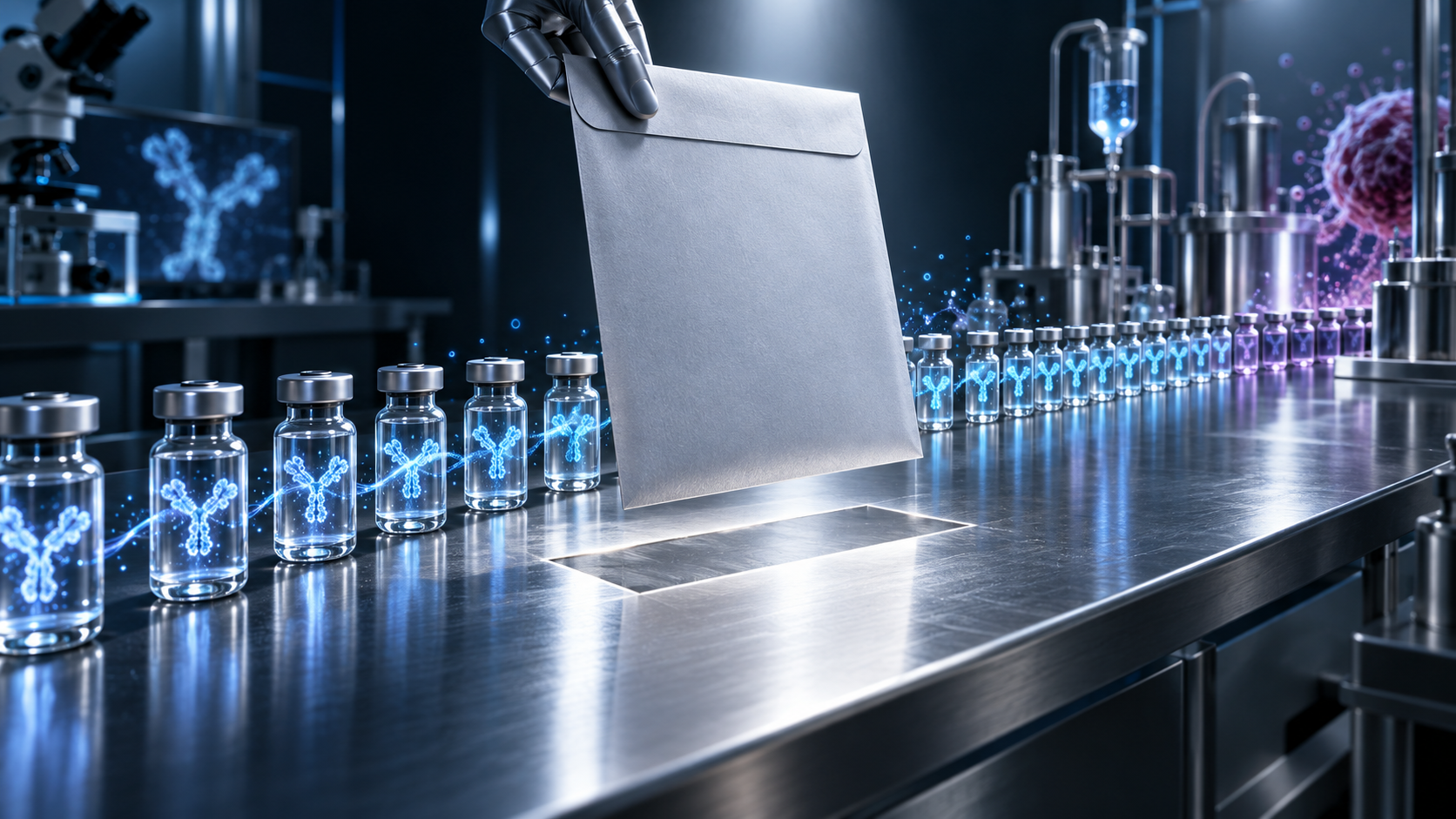 Editorial illustration for the Prognyx briefing on ifinatamab deruxtecan (I-DXd), B7-H3 antibody-drug conjugate