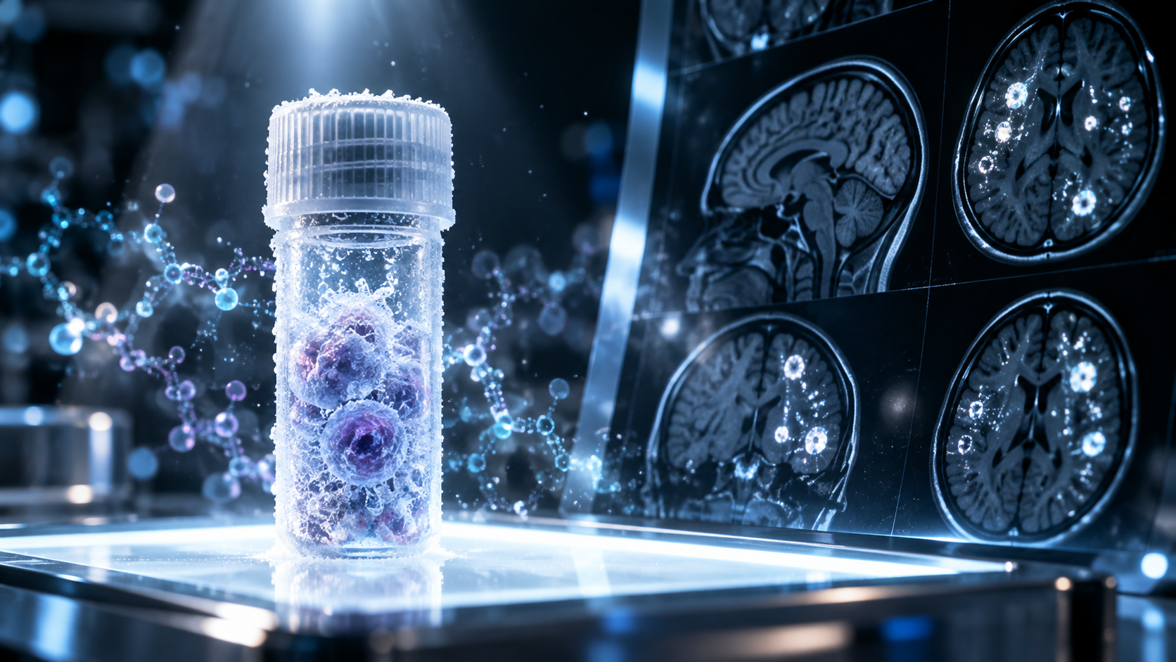 Editorial illustration for the Prognyx briefing on MT027, B7-H3 (allogeneic CAR-T)